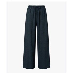WeWoreWhat Black Linen Blend Drawstring Waist Wide Leg Trousers Size Small NEW